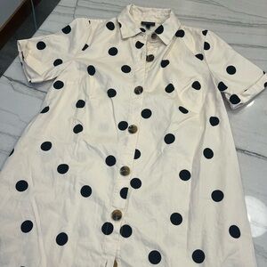 Who What Wear Black & Cream Polka Dot Button Down Dress